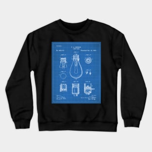 Edison Lamp Patent - New Homeowner Housewarming Decor Art - Blueprint Crewneck Sweatshirt